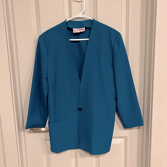 Vintage teal blue blazer - Picture 5 of 7
